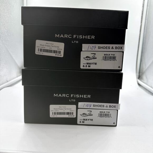 Marc Fisher Mayte Strappy Flat Sandal in Gold Leather V-Mayte NEW US 6.5 M - Picture 6 of 6